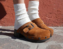 Introducing The Suede Wooden Heel Clog