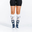Navy Blue Daisies Compression Sock