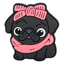 Black Dog with Pink Bow and Scarf Heel Strap Charm