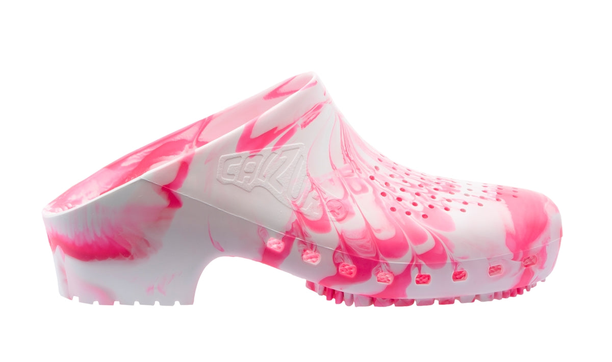 Classic Pink & White Clogs Ventilated Work Clogs Calzuro